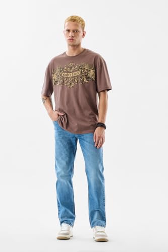 SNITCH Men Blue Casual Jeans | Comfort Fit Mid Rise Straight Leg | Durable Cotton Blend with Medium Stretch & Smooth Texture | Perfect for Everyday Wear