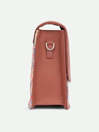 ZOUK Kovil Blue Abstract Printed Vegan Leather Black Flap Closure Beyond Basic Sling Bag For Women's Girls