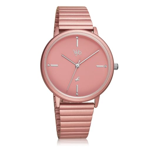 Fastrack Vyb Quartz Analog Pink Dial Stainless Steel Strap Watch for Women-FV60021KM04W