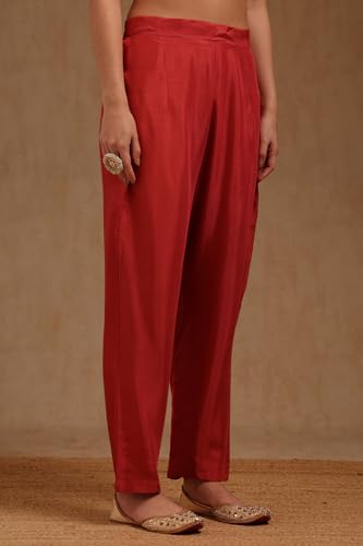 Soch Womens Rust Tissue Woven Designs Suit Set With Cutdana