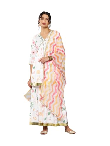 Ahalyaa Women's Polyester Kurta Sets (AHTUDUSH-COMBO-588-ICH_White_S)