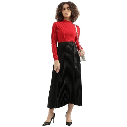 United Colors of Benetton Solid Skirt (Size: S)-24A4BSHNSK05I100 Black