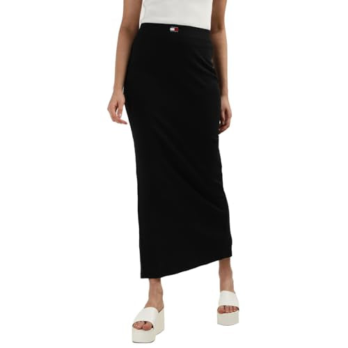 Tommy Hilfiger Black Cotton Solid Women Slim Fit Maxi Skirt