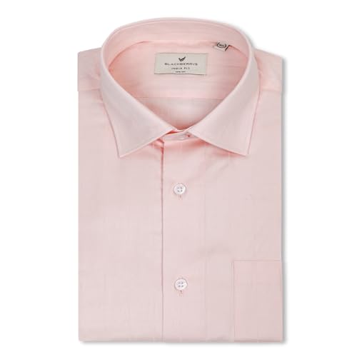 blackberrys Men Peach India Slim Fit Shirt | Soft Peach Tone Shirt with Full Sleeves, Slim Fit Construction and Refined Everyday Styling | Size 40, Color Orange
