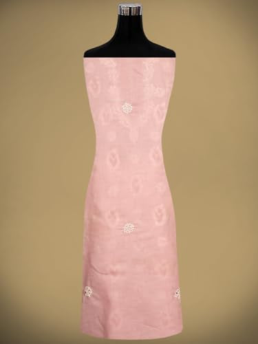Ada Hand Embroidered Lucknowi Chikankari Unstitched Cotton Dress Material Suit Piece with Dupatta for Women with Muqaish Work 01A669328 Pink