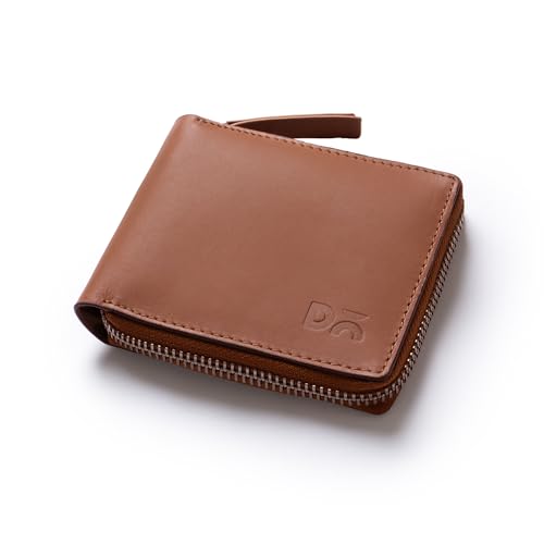 DailyObjects Tan Genuine Leather Zip Around Wallet with Secure Zipper Closure| Multiple Card Holders| Coin Section| Stylish Clutch Purse| Durable Organizer for Cash| Cards| IDs| and Daily Essentials