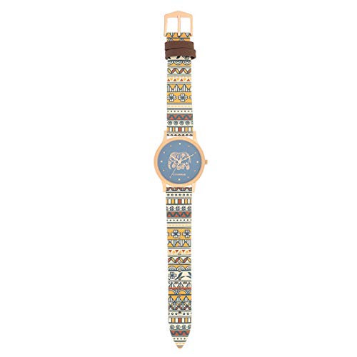TEAL BY CHUMBAK Round Dial Analog Watch for Women,Aztec Collection, Printed Vegan Leather Strap,Gifts for Women/Girls/Ladies,Stylish Fashion Watch for Casual/Work - Multi