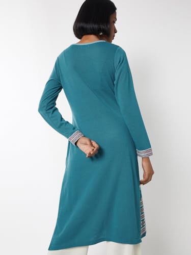Max Women Knit Straight Winter Kurta (Blue_S)