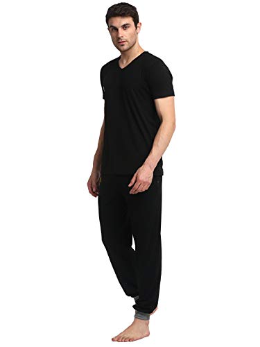 Mack Jonney Men's Cotton Regular Fit Night Suit Pajama Set Black X-Large Pack of 1-V_Blk_D9_Blk_02-XL - Co-Ord Sets
