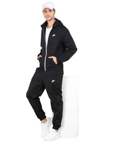 Nike Men's Cape Coat (DM6849-010_Black/White_L)