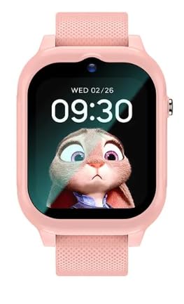 TrackMe 4G GPS Kids Smart Watch with Video Calling, SOS Emergency, Nano SIM, WiFi, HD Camera, IP67 Waterproof, GPS Tracker, Touchscreen, Extra Strap & Dial (Pretty Pink)
