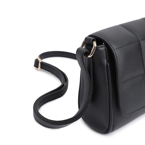Fastrack Quilted Sling Bag for Women | Chic Crossbody Bag for Girls, Ladies, Women | Spacious Bag with Slip Pocket Made of Faux Leather (Black)