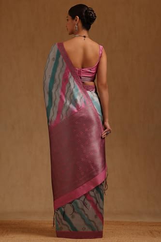 Soch Womens Onion Pink Tussar Woven Design Saree