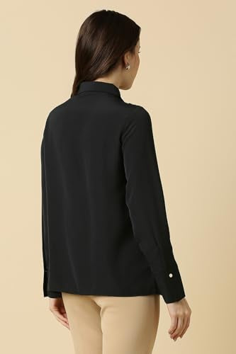 Allen Solly Women Black Solid Long Sleeves Shirt
