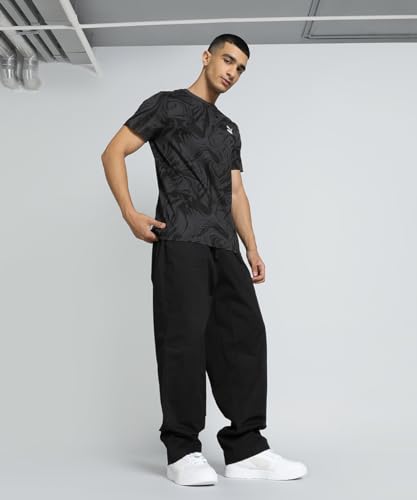 Puma Men's Graphic Print Slim Fit T-Shirt (676041_Asphalt-White