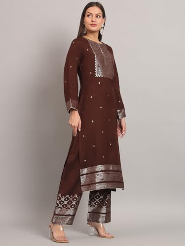 AFSA Women's Acro Wool Woven Unstitched Suit and Dupatta(INAYAT-346-29-COFFEE)