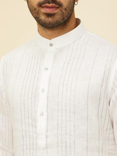 Manyavar White Linen Plain Kurtas
