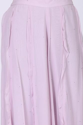 Wishful Women’s Yellow Zari Embroidered Straight Sleeveless Kurta with Cullotes and Dupatta Set - (SP11510-401090-XL)