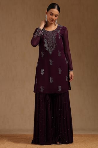 Soch Women's Georgette Salwar Suit Set (AC-EWA5CD22383_Wine