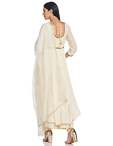 BIBA WOMEN EMBROIDERY FITTED SALWAR KURTA DUPATTA(SKDPRET CO6267_CREAM_36)
