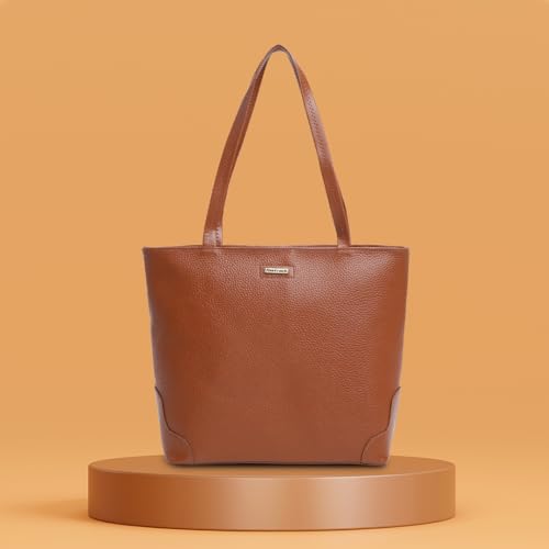 Fastrack Stylish Textured Tote Bag for Women | Trendy Casual Bag for Ladies, Women, Girls | Everyday College Bag Made of High-Quality Faux Leather (Tan)