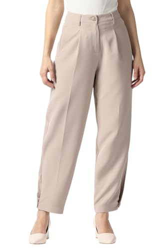 Women Beige Solid Casual Trousers