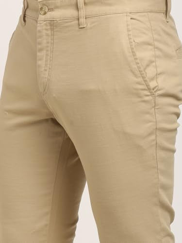 Men Urban Fit Cotton Stretch Trouser, Sand, 38