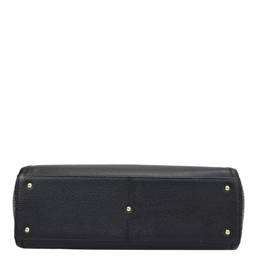 Da Milano Leather Satchel Bag for Women - Black (LB-02310)