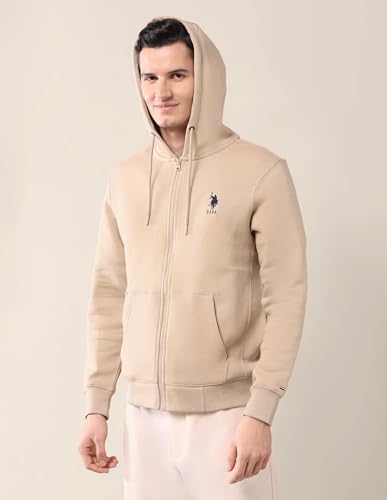 U.S. POLO ASSN. Solid Regular Fit Sweatshirt for Men - Comfortable, Full Sleeves Men Sweatshirts - M, Beige