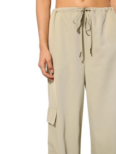 ONLY Women's Regular Fit High-Rise Beige Pants