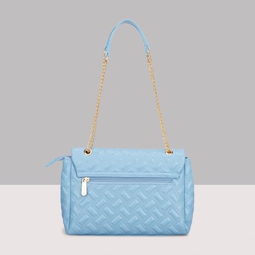 Caprese Cloud Large Sling Bag for Women | Embossed Faux Leather Shoulder & Crossbody Bag | Adjustable Strap | Multi-Compartment Purse with Zipper Closure & Elegant Butterfly Charm (Powder Blue)