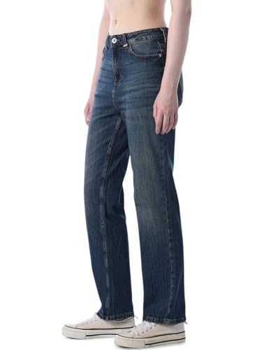 ONLY Women's Solid Straight Fit High-Rise Blue Jeans