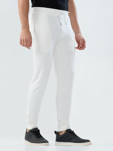 Park Avenue Men Slim Fit Solid Pattern Cotton Polyester Blend Flat Front Casual Jogger Pant