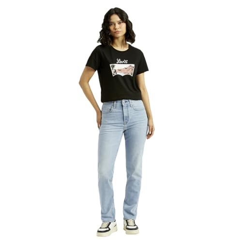 Levi's Women's Mid Rise 724 Slim Straight Fit Light-Blue Jeans