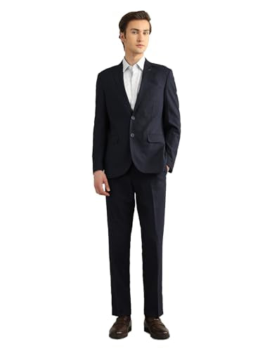 Arrow Men's Wool Business Suit Pants Set (ARAJSU5547_Navy