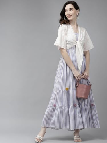 W for Woman Women's Viscose Light Purple Pom Dress Floor Length (21FEW16039-116511_Lavender_XS)