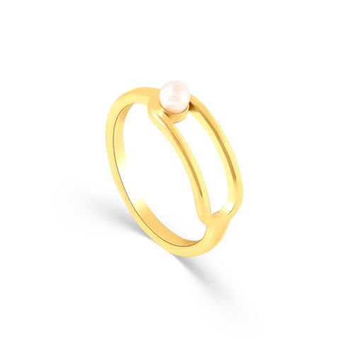 PALMONAS Pearl Orbit Minimal Ring Gifts For Girlfriend (Size-7) | Gift For Women & Girls