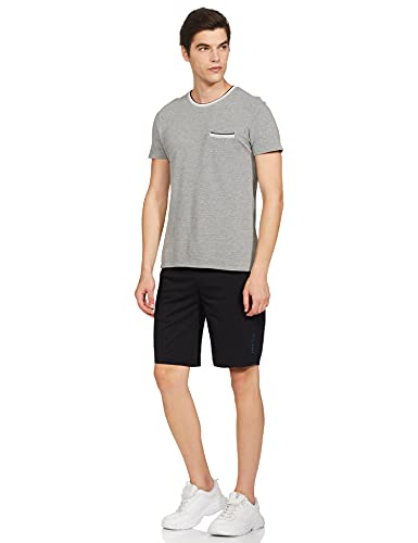 Van Heusen Athleisure Men Knit Shorts - Cotton Rich - Antiviral, Zipper Pocket, Breathable_50008_Black_M