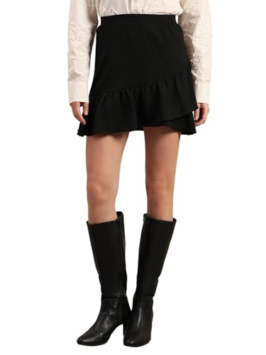 VERO MODA Women's Fit and Flare High-Rise Black Skirt