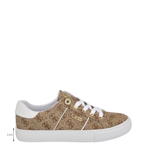 GUESS Women's Loven Sneaker, Medium Brown 219, 5 UK