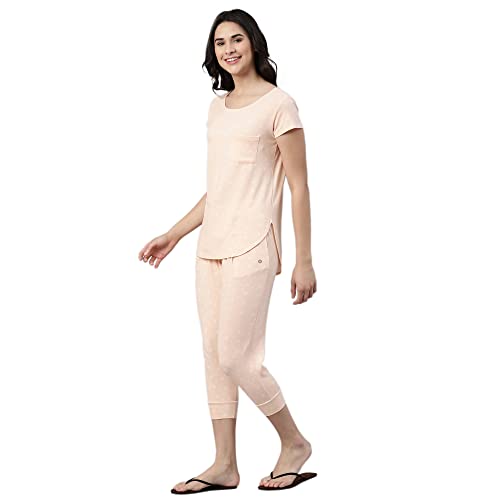 Enamor EC16 Home Tee and Capri Set for Women with All Over Print