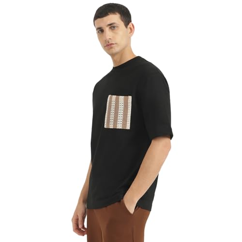 United Colors of Benetton Oversized Fit Round Neck Solid Tshirt (Size: XL)-25P3029J3008I100 Black