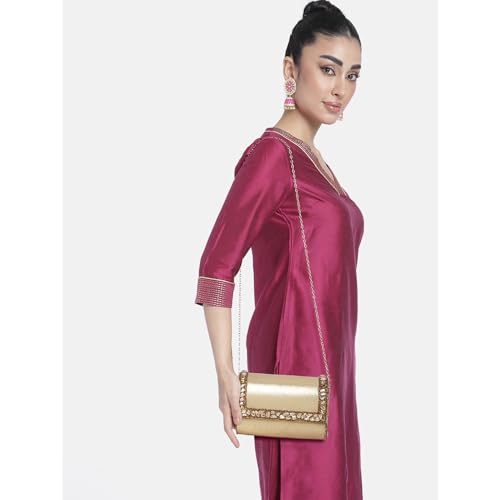 Peora Gold & Silver Evening Clutch Combo Handbags Gift for Women