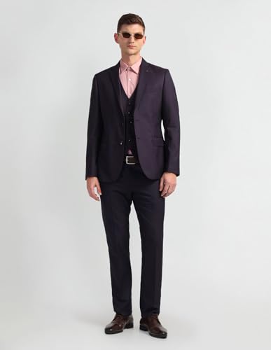 Arrow Men's Polyester Single Breasted Business Suit Pants Set (8905951326921_Wine