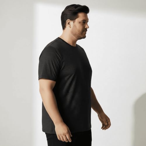 Khakey Men's Round Neck Half Sleeve Pure Cotton Dark Melange Plus Size T-Shirt | Tshirt for Men 3XL