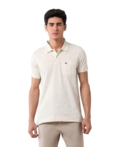 Arrow Sports Men's Floral Regular Fit Polo Shirt (ASAJTS3487_Stone