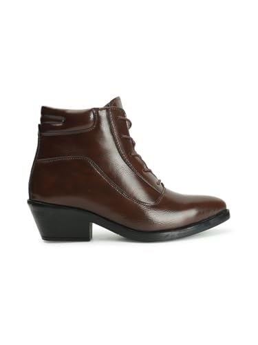 ELLE Women's Fashionable Lace-Up Boots Colour-Brown, Size-UK 3