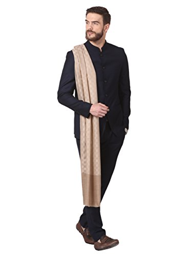 Pashtush Jaquard Weave Stole for Men, Fine Wool Stole, Light Weight, Woven Embelished Design, Mens Scarf (Crimson)
