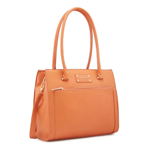 Caprese Dakota Satchel, Terra-Medium | Sleek & Versatile Shoulder Bag for Women with Multiple Compartments | Perfect for Office & Daily Essentials