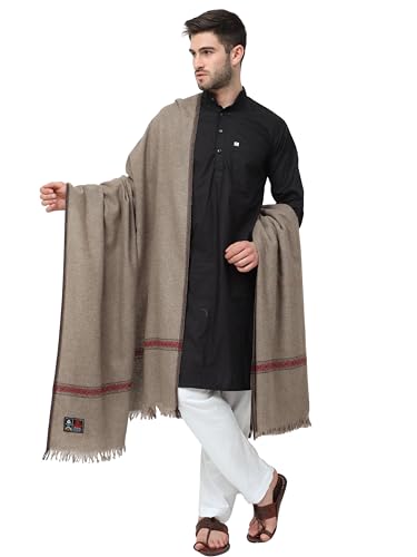 Arvore Men's Plain Hand Woven Warm Soft Pure Merino Wool Lohi | Shawl (52" X 106") (Brown-1)